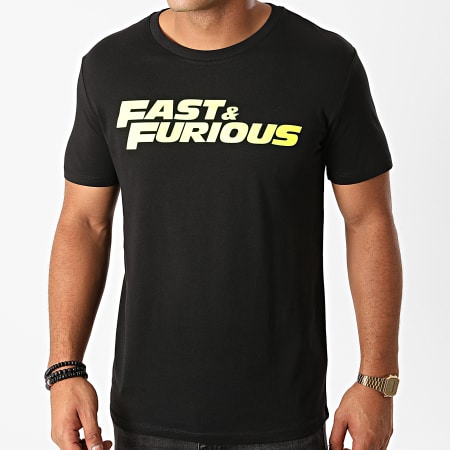 Fast & Furious - Tee Shirt Fast And Furious Noir Jaune Fluo