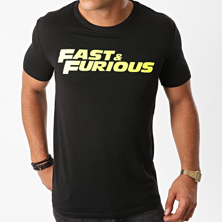 Fast & Furious - Tee Shirt Fast And Furious Noir Jaune Fluo