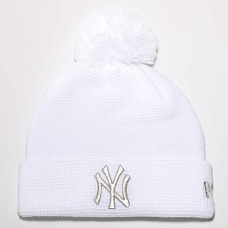 New Era - Bonnet Femme Bobble Cuff Knit 12489959 New York Yankees Blanc