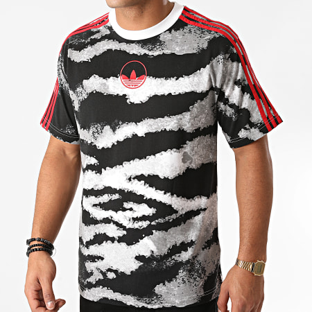 Adidas Originals - Tee Shirt A Bandes Zebra AOP GD2125 Gris Rouge