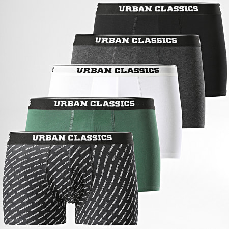 Urban Classics - Confezione da 5 boxer nero bianco verde TB3846