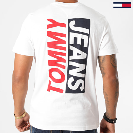 Tommy Jeans - Tee Shirt Back Logo Contrast 8792 Blanc Chiné