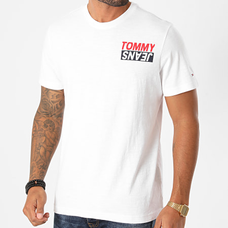 Tommy Jeans - Tee Shirt Back Logo Contrast 8792 Blanc Chiné