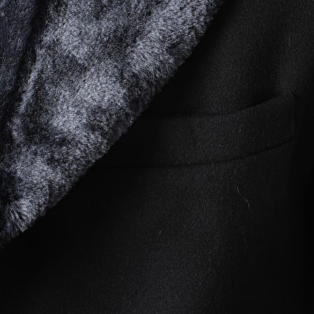 Armita - Cab021 Cappotto con colletto di pelliccia blu scuro