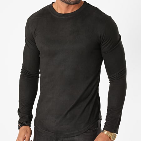Terance Kole - Tee Shirt Manches Longues Oversize Suédine 323 Noir