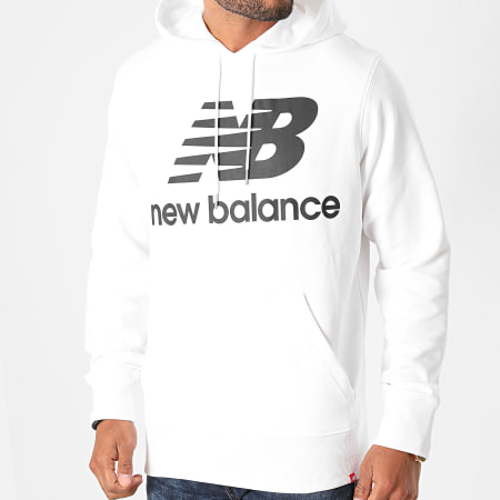New Balance - Sweat Capuche Essential Stacked Logo MT03558 Blanc