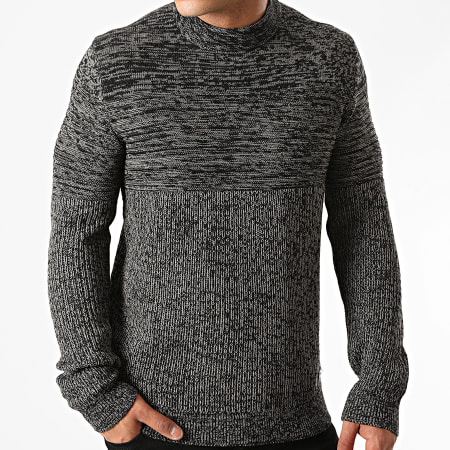 Only And Sons - Pull Col Cheminée Lazlo 3 Gris Chiné
