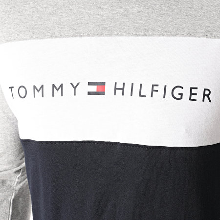 Tommy Hilfiger - Tee Shirt Manches Longues CN Logo Flag 1906 Gris Chiné Bleu Marine