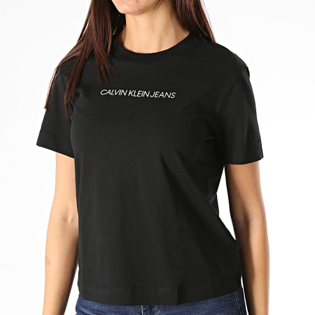 Calvin Klein - Tee Shirt Femme Shrunken Institutional Modern 4773 Noir