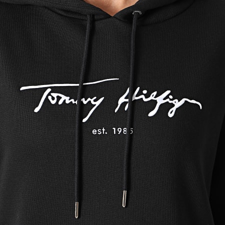 Tommy Hilfiger Robe Sweat Capuche Femme Script 0545 Noir Ryses