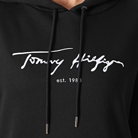 Tommy Hilfiger - Robe Sweat Capuche Femme Script 0545 Noir