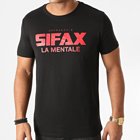 Sifax - Camiseta La Mentale Negro Rojo