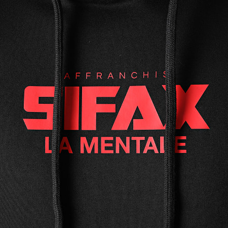 Sifax - Sweat Capuche La Mentale Noir Rouge