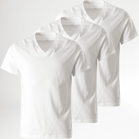 Calvin Klein - Lot De 3 Tee Shirts Col V NB4012E Blanc