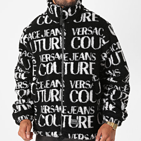 Versace Jeans Couture - Veste Zippée Fourrure Logo Mania GZB909 Noir
