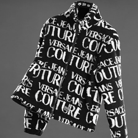 Versace Jeans Couture - Veste Zippée Fourrure Logo Mania GZB909 Noir