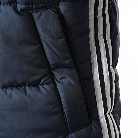 Adidas Originals - Doudoune Capuche A Bandes Pad GE1292 Bleu Marine