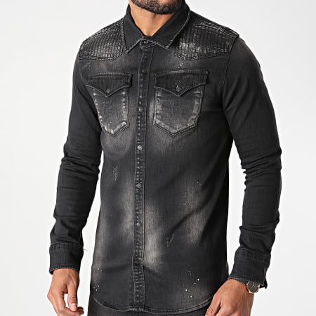 Classic Series - Chemise Jean Manches Longues G-107 Gris Anthracite