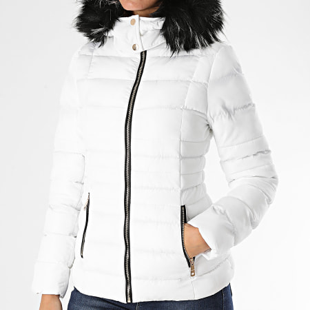 Girls Outfit Doudoune Capuche Fourrure Femme F 134 Blanc Dor