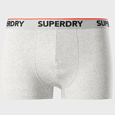 Superdry - Lot De 3 Boxers Classic Noir Blanc Gris Chiné