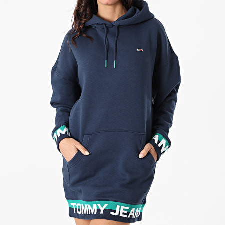 Tommy Jeans - Robe Sweat Capuche Femme Branded Hem 8886 Bleu Marine