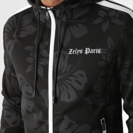 Zelys Paris - Sweat Capuche Zippé A Bande Ozino Noir