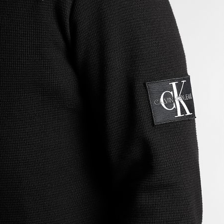 Calvin Klein - Sweat Crewneck Monogram Badge Waffle 6610 Noir