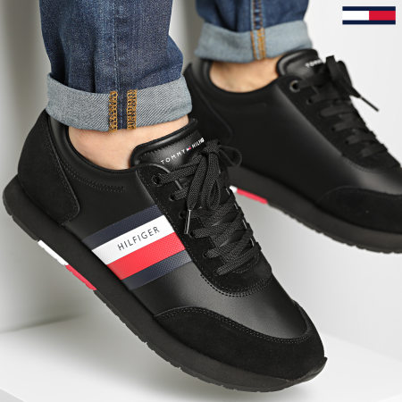 Tommy Hilfiger Baskets Corporate Leather Flag Runner 2602 Black
