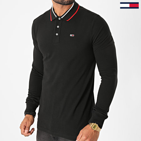 Tommy Jeans - Polo Manches Longues Stretch Slim 9442 Noir