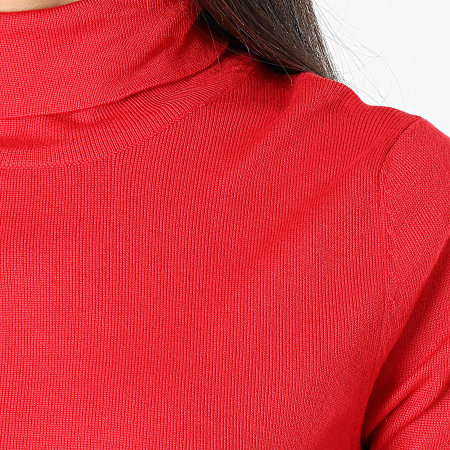 Deeluxe - Pull Col Roulé Femme Basic Rouge