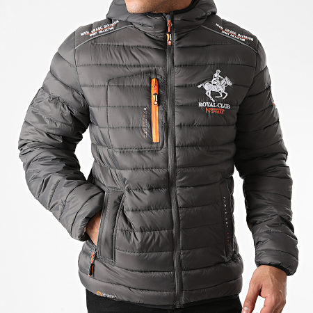 Geographical Norway - Doudoune Capuche Brick Gris Anthracite