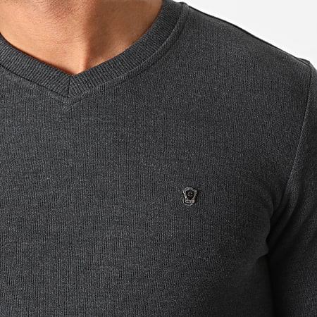 Classic Series - Sweat Col V 3001 Gris Anthracite Chiné