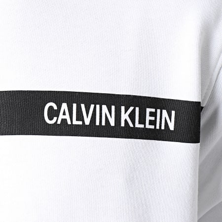 Calvin Klein - Sweat Crewneck Bold Stripe Logo 6481 Blanc