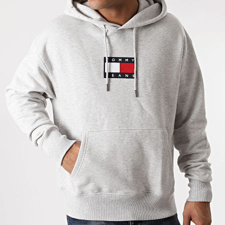 Tommy Jeans - Sweat Capuche Small Flag 8726 Gris Chiné