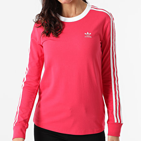 Adidas Originals - Tee Shirt Manches Longues Femme A Bandes 3 Stripes GD2441 Rose