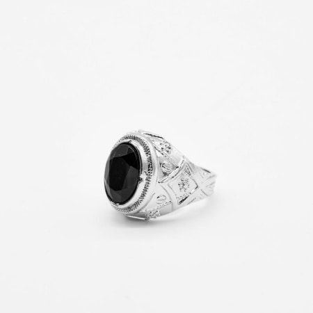Chained And Able - Bague Black Stone Prince RC20011 Argenté