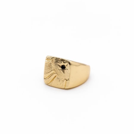 Chained And Able - Bague Stone Square Signet RC19039 Doré