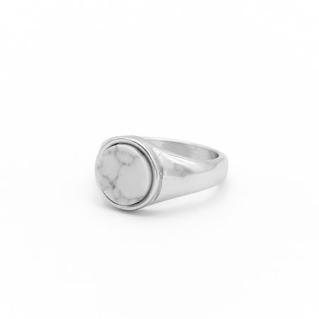 Chained And Able - Bague White Stone Signet RE17012 Argenté