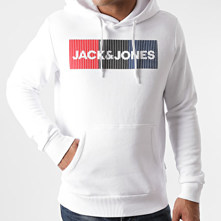 Jack And Jones - Sweat Capuche Corp Logo Blanc