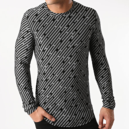 Frilivin - Maglietta oversize a maniche lunghe nero grigio erica