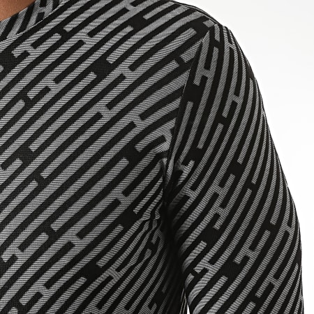 Frilivin - Camiseta extragrande de manga larga U2140 Negro Gris jaspeado