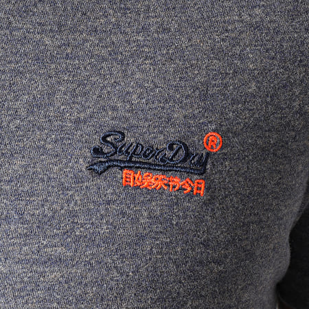 Superdry - Tee Shirt Col V OL Vintage Embroiderd M10169EU Bleu Marine Chiné