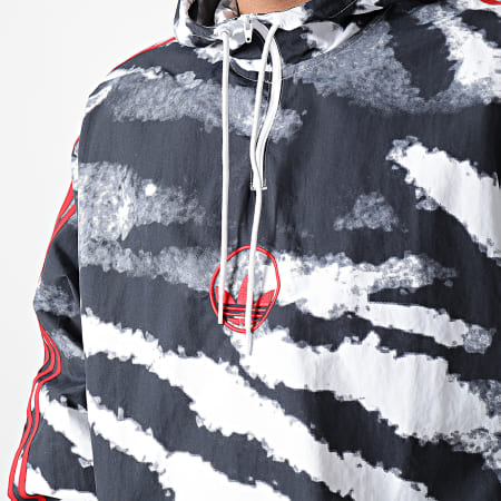 Adidas Originals - Coupe-Vent Capuche A Bandes Zebra AOP GD2130 Blanc Noir