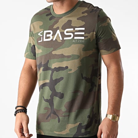 La Base - Tee Shirt Logo Camouflage Vert Kaki