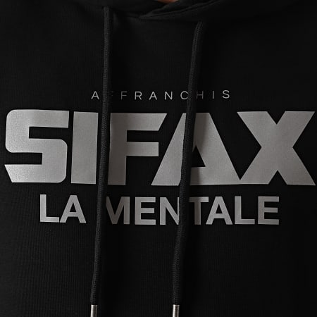 Sifax - Felpa con cappuccio nero riflettente