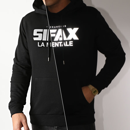 Sifax - Felpa con cappuccio nero riflettente