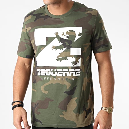 Zeguerre - Camiseta de león de camuflaje verde caqui