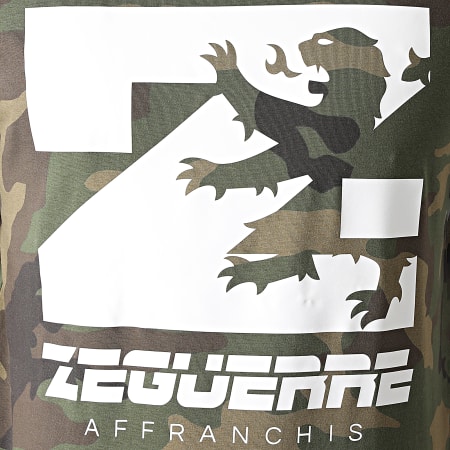Zeguerre - Camiseta de león de camuflaje verde caqui