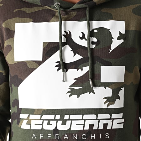 Zeguerre - Felpa con cappuccio Lion Camouflage Verde Khaki
