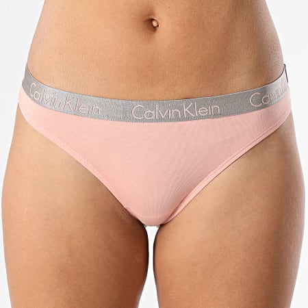 Calvin Klein - Lot De 3 Strings Femme Thong 3590E Noir Rose Vert